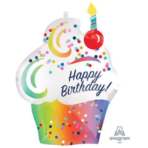 Ombre Rainbow Happy Birthday Cupcake | 27" | P35
