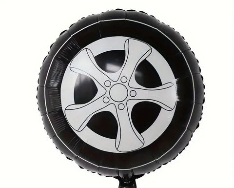 Foil Round Silver & Black Tyre Balloon S40 | 18 "