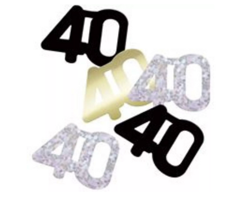 Black 40th Birthday Confetti