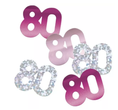Pink 80th Birthday Confetti