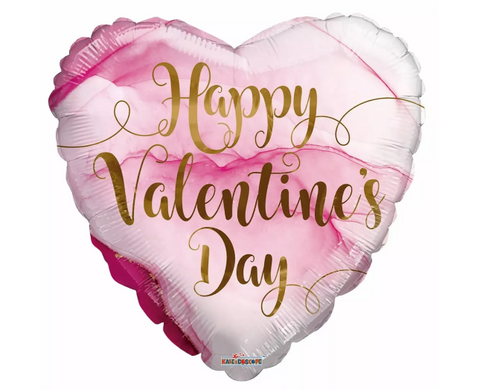 Happy Valentine's Day Pink Marble Message Foil Balloon | 18" | S40