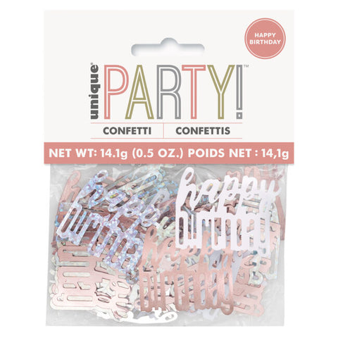 Rose Gold Happy Birthday Confetti
