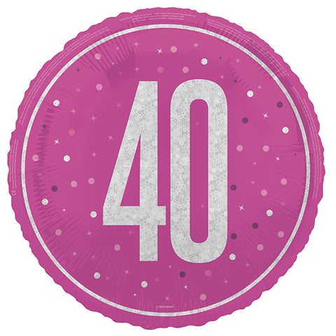 Pink Glitz 40th Birthday Foil Balloon  | 18" | S40