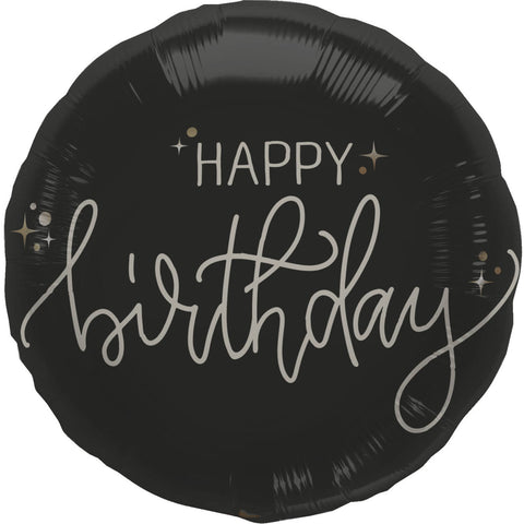 18" Happy Birthday Creme Noir Foil Balloon | S40