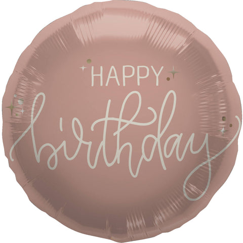 18" Happy Birthday Creme Rose Foil Balloon | S40