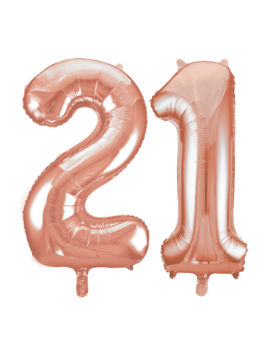 Foil Numbers Metallic Rose Gold Balloons | 34" | U