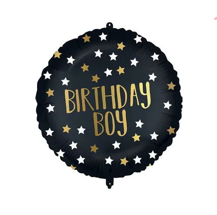 Black & Gold Birthday Boy Foil Balloon | 18"