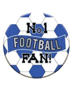 Blue & White No.1 Football Fan Pin Badge | 6cm