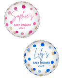 Personalised Baby Shower Foil | 18" | Multiple Colours Available