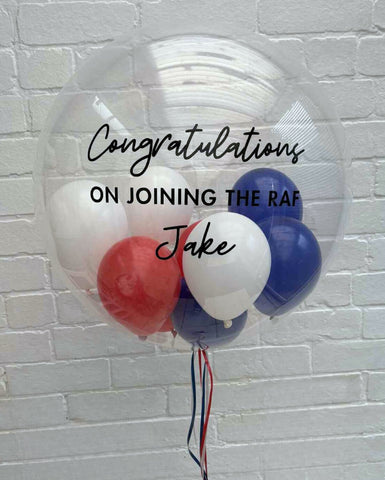Blue, Red & White Stuffed Bubble | Night Blue, Red & White with Black Message