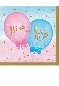 Gender Reveal Bow or Bow Tie Paper Napkins | 16 Pack
