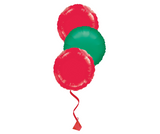 Bunch of 3 Red & Green Foil Balloons | 18" | Christmas