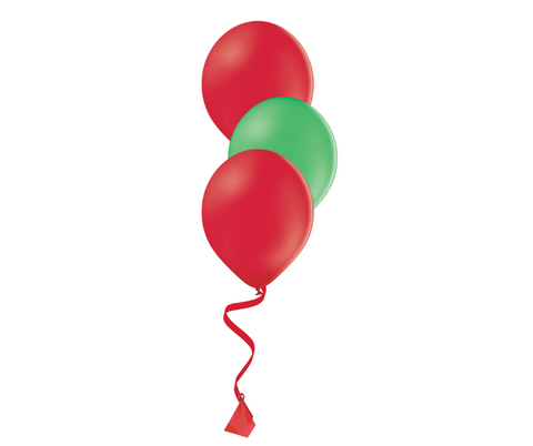 Bunch of 3 Red & Green Latex Balloons | 12" | Christmas