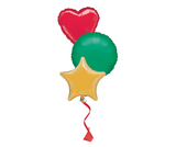 Bunch of 3 Red, Gold & Green Foil Balloons | 18" | Christmas