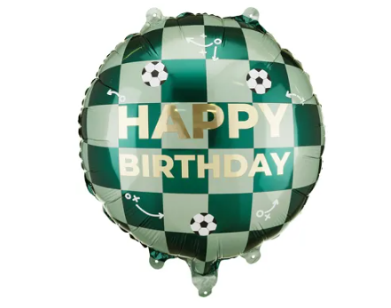Round Football Foil Happy Birthday Balloon | 18"