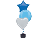 Bunch of 3 Mid Blue, Light Blue & Silver Foil Balloons | 18" | Father's Day