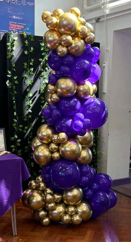 Freestanding Organic Garland | Purple & Glossy Gold
