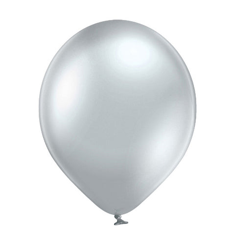 Glossy Chrome Silver Latex Balloons | Available in 5" and 12"