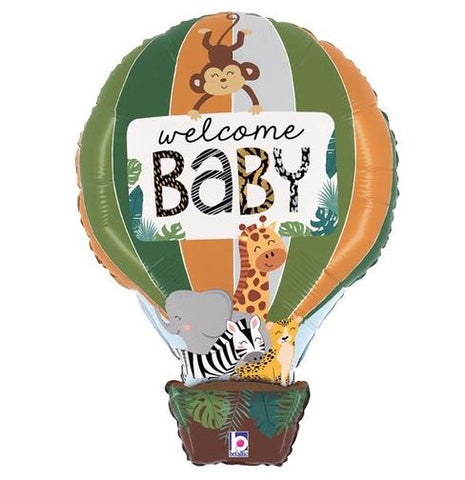 Jungle Theme Welcome Baby Hot Air Balloon Foil Balloon | 24"