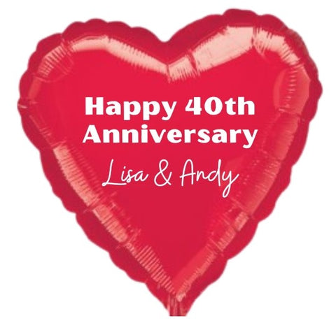 Personalised Happy 40th Anniversary Vinyl Message Foil