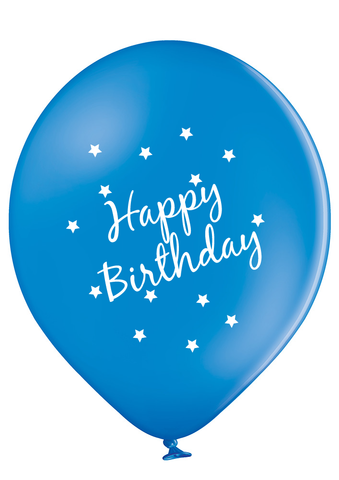 Blues Latex Preprinted Happy Birthday Balloons | 12" | 10 Pack
