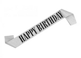 Happy Birthday Sash Silver & Black | 150cm