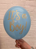 Latex Preprinted It's A Boy Script Balloons | 12" | 10 Pack