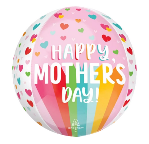 Mother's Day Stripes & Hearts Orbz Balloon | 15"