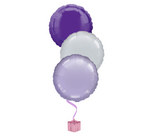 Bunch of 3 Purples & Silver Foil Balloons | 18" | Mother's Day