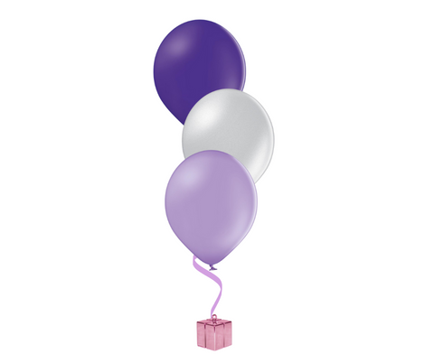 Bunch of 3 Purple & Silver Latex Balloons | 12" | Mother's Day
