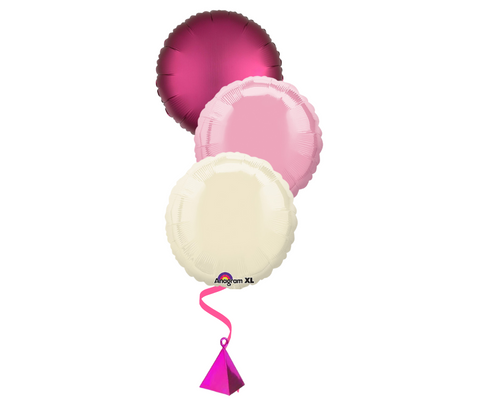 Bunch of 3 Pink & Cream Foil Balloons | 18" | Mother's Day