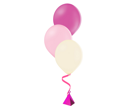 Bunch of 3 Pink & Cream Latex Balloons | 12" | Mother's Day