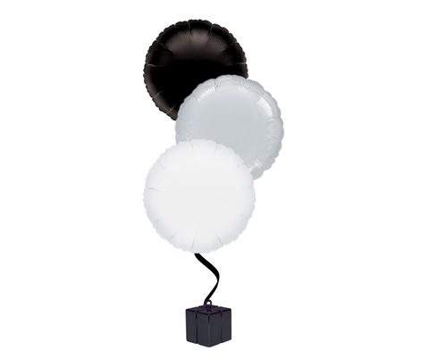 Bunch of 3 Black, Silver & White Foil Balloons | 18" | New Years' Eve