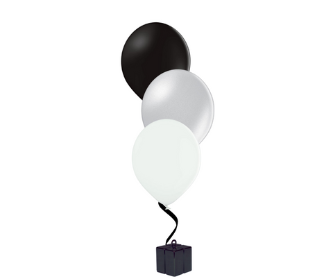 Bunch of 3 Black, Silver & White Latex Balloons | 12" | New Years' Eve