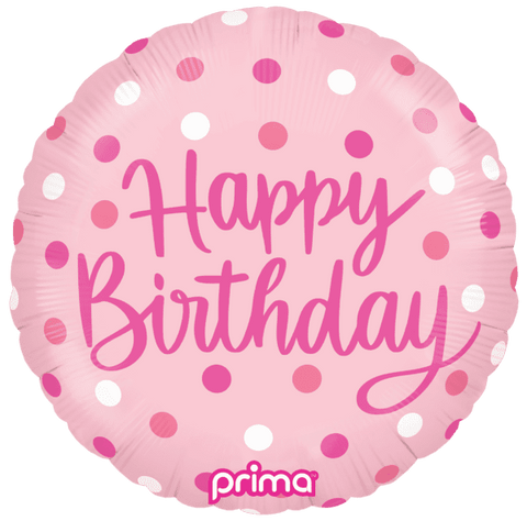 18" Pink Dots Birthday Foil Balloon | S40