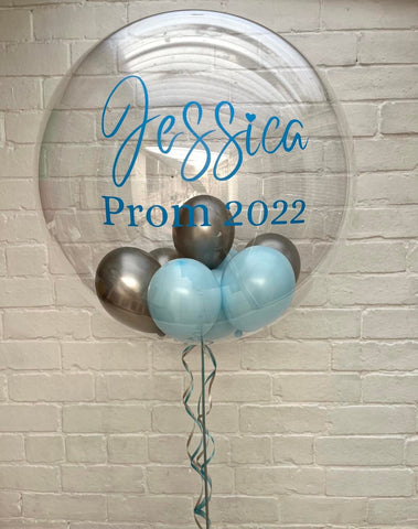 Pale Blue & Anthracite Stuffed Bubble | Sky Blue & Anthracite with Pale Blue Message