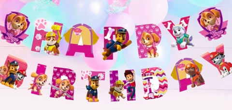 Pink Paw Patrol Happy Birthday Bunting