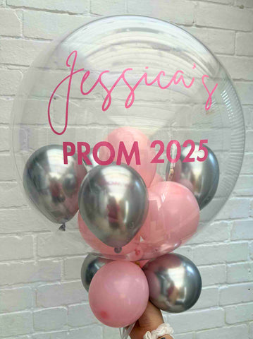 Pink & Silver Stuffed Bubble | Pale Pink & Silver with Pale Pink Message