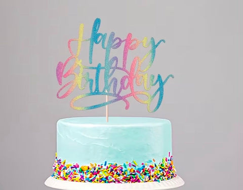 Rainbow Happy Birthday Cake Topper