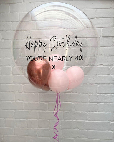 Pink & Copper Stuffed Bubble | Soft Pink & Copper with Black Message