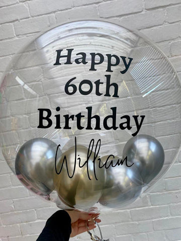 Gold & Silver Stuffed Bubble | Glossy & Gold with Black Message
