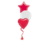Bunch of 3 Red & White Foil Balloons | St George's Day | 18"