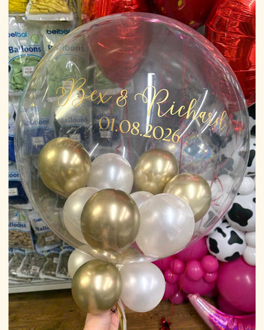 Gold & Pearl Stuffed Bubble | Glossy Gold & Metallic Pearl with Gold Message