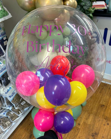 Fuchsia, Purple, Red & Yellow Stuffed Bubble | Fuchsia, Purple, Red & Yellow with Purple Message