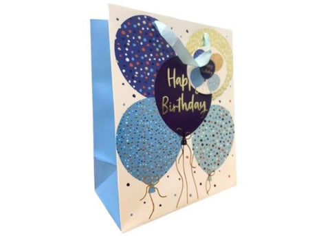 Happy Birthday Blue Balloons Gift Bag | Large