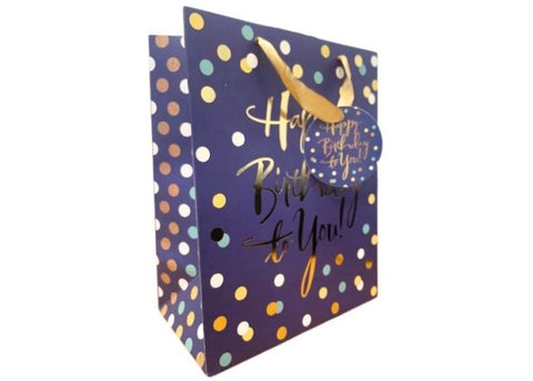 Happy Birthday Blue Dots Gift Bag | Medium