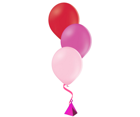 Bunch of 3 Red & Pink Latex Balloons | 12" | Valentine's Day