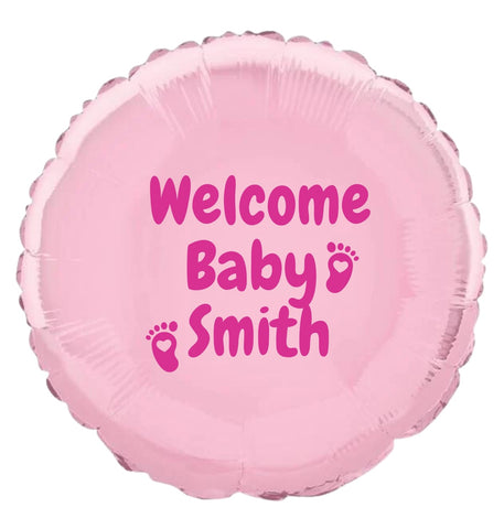 Pink Personalised Welcome Baby Vinyl Message Foil
