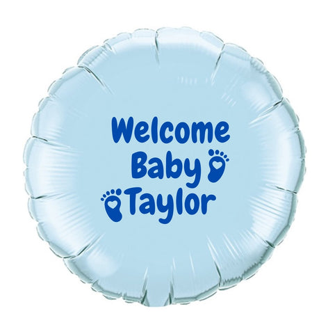 Blue Personalised Welcome Baby Vinyl Message Foil