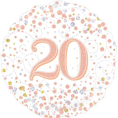 Sparkling Fizz 20th Birthday Rose Gold Holographic Foil Balloon  | 18" | S40